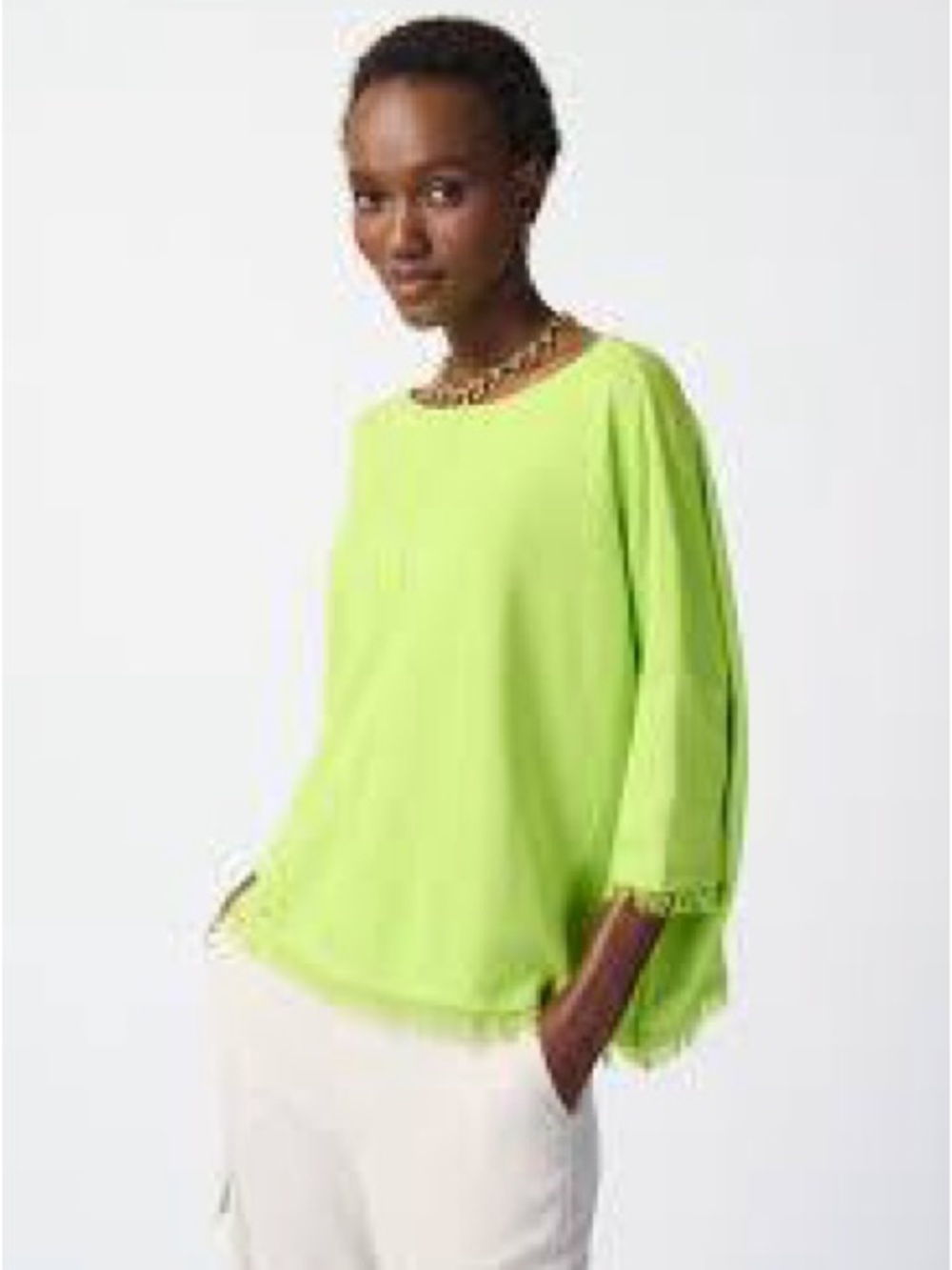 Joseph Ribkoff Lime Green Relaxed Scoop-Neck Tunic ( SZ XS/S)